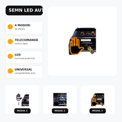 Semn LED Auto cu Telecomandă, Design Mână, 4 Moduri de Semnalizare, Lumină Portocalie, Compatibil Universal