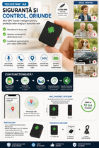 Mini Tracker GSM/LBS Techstar A8 cu Localizare, Microfon, Alerta Vocala, Buton SOS, SIM GSM, Baterie 500mAh, Negru