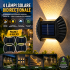 Set 4 Lămpi Solare de Perete Bidirecționale, LED SMD, Aprindere Automată, Lumină Caldă, pentru Exterior